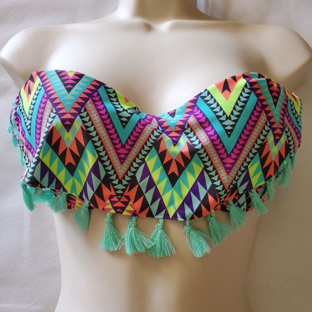 Xhilaration Fringe Bandeau Bikini Top Small